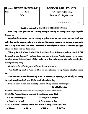 Đề kiểm tra giữa học kỳ 2 môn Đọc hiểu Lớp 4 - Trường Tiểu học Trương Công Định