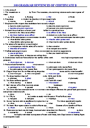 300 Grammar sentences of certificate B