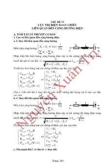 Luyện thi Tốt nghiệp THPT môn Vật lý: Chủ đề 13: Cực trị điện xoay chiều liên quan đến cộng hưởng điện - Nguyễn Xuân Trị