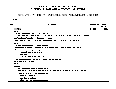 Self - Study for B2 level classes in Hanoi - University of Languages & International studies