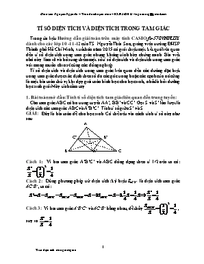 Trao đổi chuyên môn môn Toán Lớp 12 - Tỉ số diện tích và diện tích trong tam giác - Nguyễn Ngọc Ân