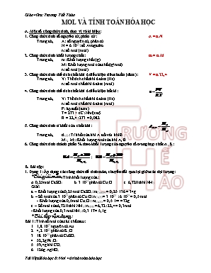 Bài tập Hóa học 8 - Mol và tính toán hóa học - Trương Thế Thảo