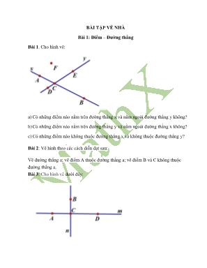 Bài tập về nhà Hình học Lớp 6 - Bài 1: Điểm – Đường thẳng