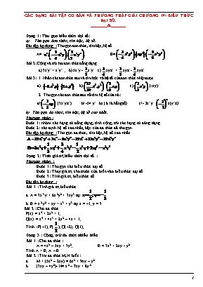 Các dạng bài tập Toán 7 cơ bản và phương pháp giải Chương IV - Biểu thức đại số