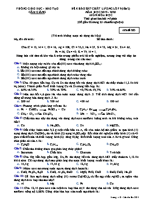 Đề khảo sát chất lượng Lớp 9 (Lần 2) môn Hóa học - Mã đề 283 - Năm học 2019-2020 - Phòng giáo dục và đào tạo Cẩm Giàng