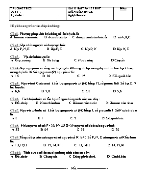 Đề kiểm 15 phút môn Hóa học Lớp 8 (Có đáp án)