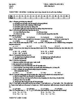 Đề kiểm tra một tiết môn Hóa học Lớp 8 - Tiết 25 (Có đáp án)