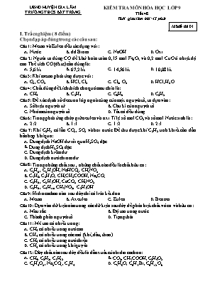 Đề kiểm tra tiết 48 môn Hóa học Lớp 9 - Mã đề 01 - Trường THCS Bát Tràng