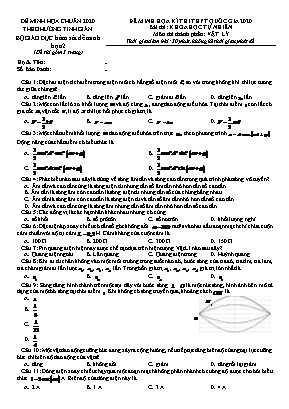 Đề minh họa kỳ thi THPT Quốc gia môn Vật lý năm 2020 (Kèm đáp án)