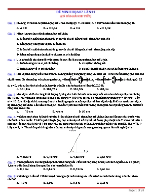 Đề minh họa thi Trung học Phổ thông Quốc gia môn Vật lý - Đề 02 (Có đáp án)