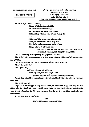 Đề thi học sinh giỏi cấp huyện môn Ngữ văn Lớp 9 - Năm học 2019-2020 - Phòng giáo dục và đào tạo Cam Lộ (Có đáp án)