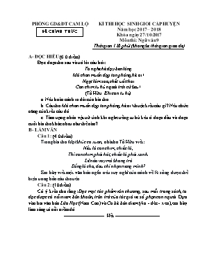 Đề thi học sinh giỏi cấp huyện môn Ngữ văn Lớp 9 - Năm học 2017-2018 - Phòng giáo dục và đào tạo Cam Lộ (Có đáp án)