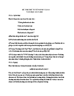 Đề thi thử tuyển sinh vào Lớp 10 môn Ngữ văn - Năm học 2019-2020