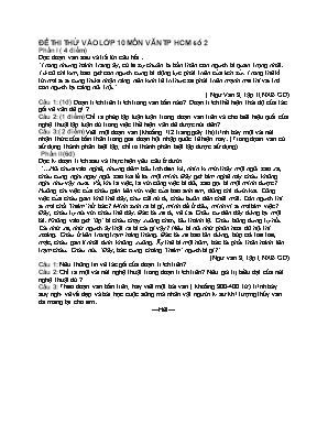 Đề thi thử vào Lớp 10 môn Ngữ văn - Đề 2 - TP. Hồ Chí Minh