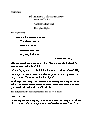 Đề thi thử vào Lớp 10 THPT môn Ngữ văn - Năm học 2020-2021 (Có đáp án)