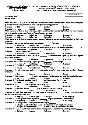 Đề thi Tốt nghiệp Trung học Phổ thông môn Tiếng Anh năm 2020 - Mã đề 404