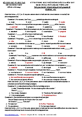Đề thi Trung học Phổ thông Quốc gia môn Tiếng Anh năm 2017 - Mã đề 402 (Có đáp án)