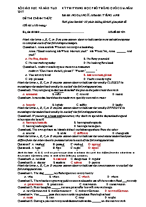 Đề thi Trung học Phổ thông Quốc gia môn Tiếng Anh năm 2017 - Mã đề 404 (Có đáp án)