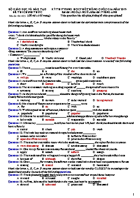 Đề thi Trung học Phổ thông Quốc gia môn Tiếng Anh năm 2019 - Mã đề 415 (Có đáp án)