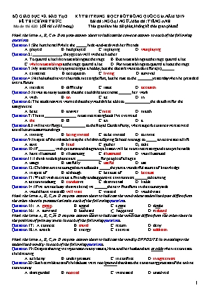 Đề thi Trung học Phổ thông Quốc gia môn Tiếng Anh năm 2019 - Mã đề 420 (Có đáp án)