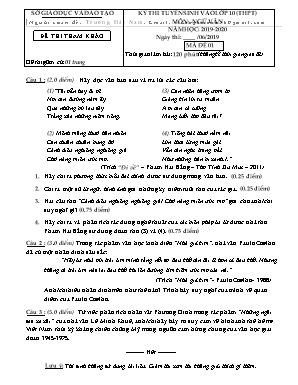 Đề thi tuyển sinh vào Lớp 10 THPT môn Ngữ văn - Đề 01 - Năm học 2019-2020 - Trương Hải Nam (Có đáp án)