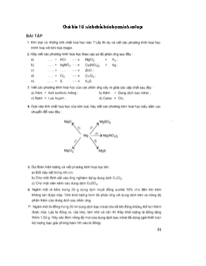 Giải bài 16: Tính chất hóa học của kim loại - Hóa học Lớp 9