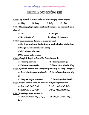 Trắc nghiệm chọn lọc Hóa học Lớp 8 - Chương IV: Oxi - Không khí