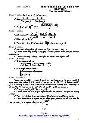 5 Đề thi học sinh giỏi cấp huyện môn Toán Lớp 9