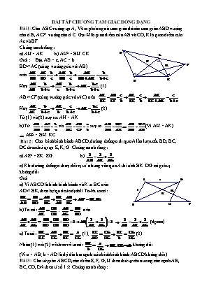 Bài tâp chương tam giác đồng dạng - Hình học Lớp 8