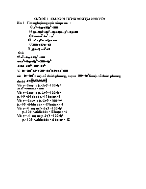 Bài tập Đại số Lớp 9 - Chủ đề 1: Phương trình nghiệm nguyên