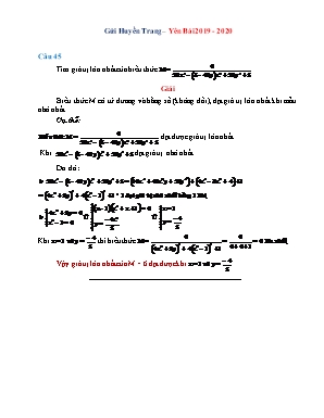 Bài tập Đại số Lớp 9 - Năm học 2019-2020 - Huyền Trang (Có lời giải)