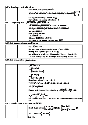 Bài tập giải phương trình có chứa căn thức Lớp 9
