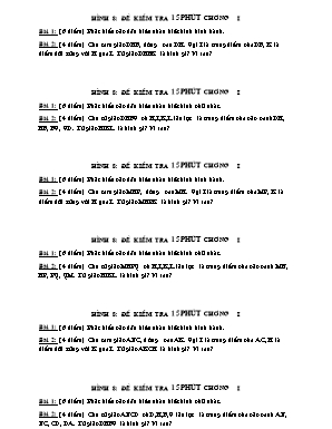 Bộ đề kiểm tra 15 phút Chương I môn Hình học Lớp 8