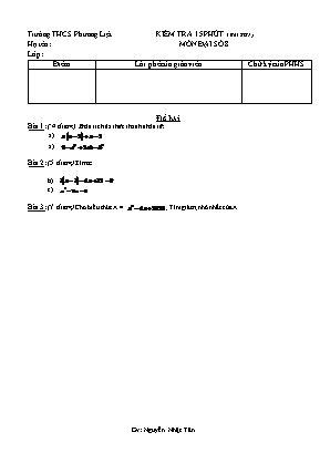 Bộ đề kiểm tra 15 phút môn Đại số Lớp 8 - Bài số 1 - Nguyễn Nhật Tân