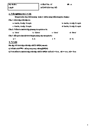 Bộ đề kiểm tra 15 phút môn Hình học Khối 8