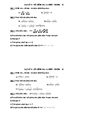 Bộ đề kiểm tra 45 phút Chương II môn Đại số Lớp 8