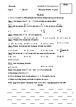 Bộ đề kiểm tra 45 phút môn Đại số Khối 9