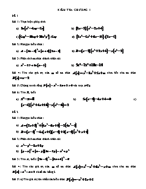 Bộ đề kiểm tra Chương 1 môn Đại số Lớp 8
