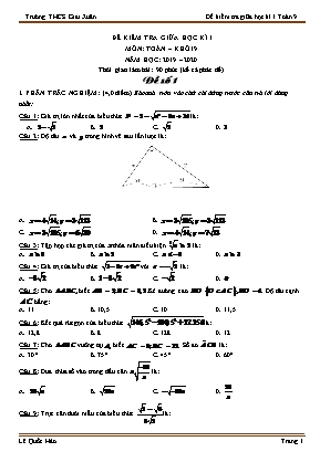Bộ đề kiểm tra giữa học kì I môn Toán Lớp 9 - Năm học 2019-2020 - Lê Quốc Hảo (Có đáp án)