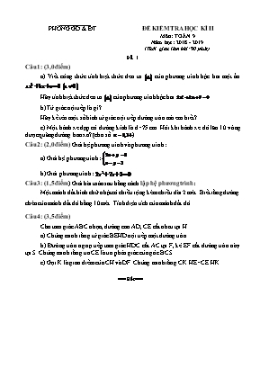 Bộ đề kiểm tra học kì II môn Toán Lớp 9 - Năm học 2018-2019 (Có đáp án)