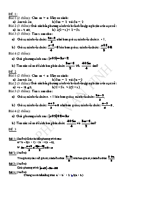 Bộ đề kiểm tra một tiết Đại số Lớp 8 - Nguyễn Văn Tình (Có đáp án)