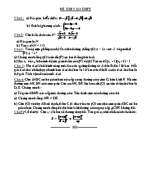 Bộ đề luyện thi tuyển sinh Lớp 10 THPT môn Toán