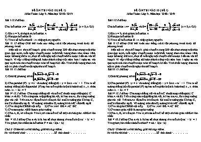 Bộ đề ôn thi vào Lớp 10 THPT môn Toán - Năm học 2018-2019