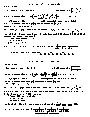 Bộ đề thi thử vào Lớp 10 môn Toán tỉnh Thanh Hóa