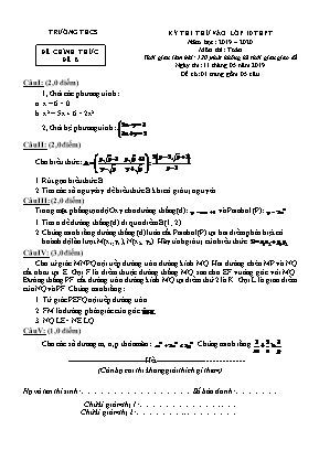 Bộ đề thi thử vào Lớp 10 THPT môn Toán - Năm học 2019-2020 (Có đáp án)
