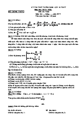 Bộ đề thi tuyển sinh vào Lớp 10 THPT môn Toán (Có đáp án)