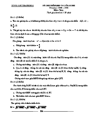 Bộ đề thi tuyển sinh vào Lớp 10 THPT môn Toán - Sở giáo dục và đào tạo Thanh Hóa