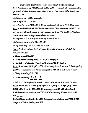 Các dạng toán Hình học trong đề thi học sinh giỏi Toán Lớp 8 thường gặp