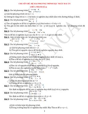 Chuyên đề Đại số Lớp 9: Hệ hai phương trình bậc nhất hai ẩn chứa tham số m - Trần Nga
