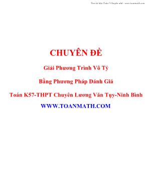 Chuyên đề: Giải phương trình vô tỷ bằng phương pháp đánh giá - Đinh Xuân Hùng